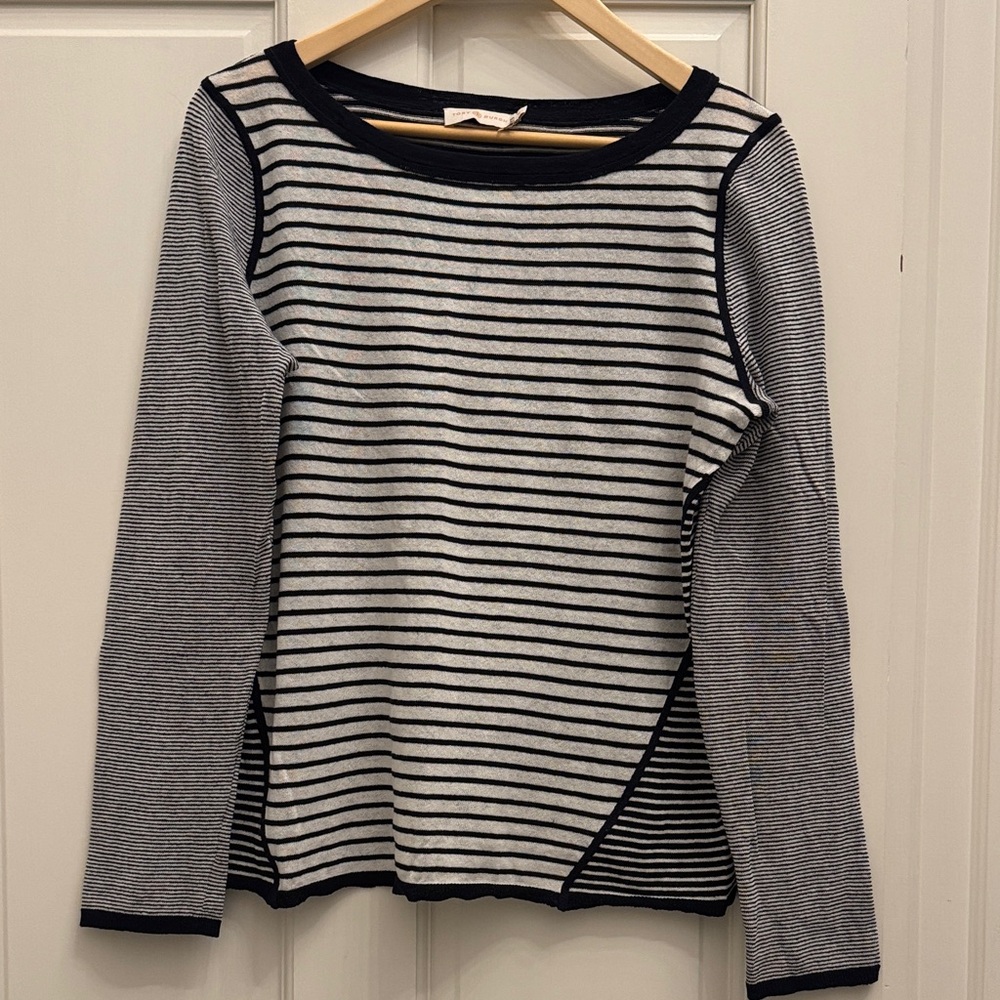 Tory Burch Black and White Striped Top